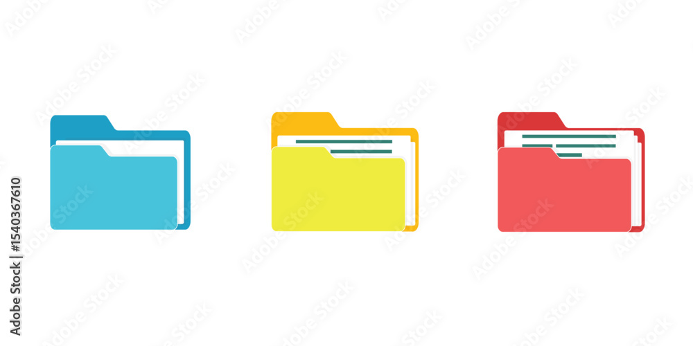 Aufkleber computer file folder icons set. colorful document folders. office folder icons with documents. folde
