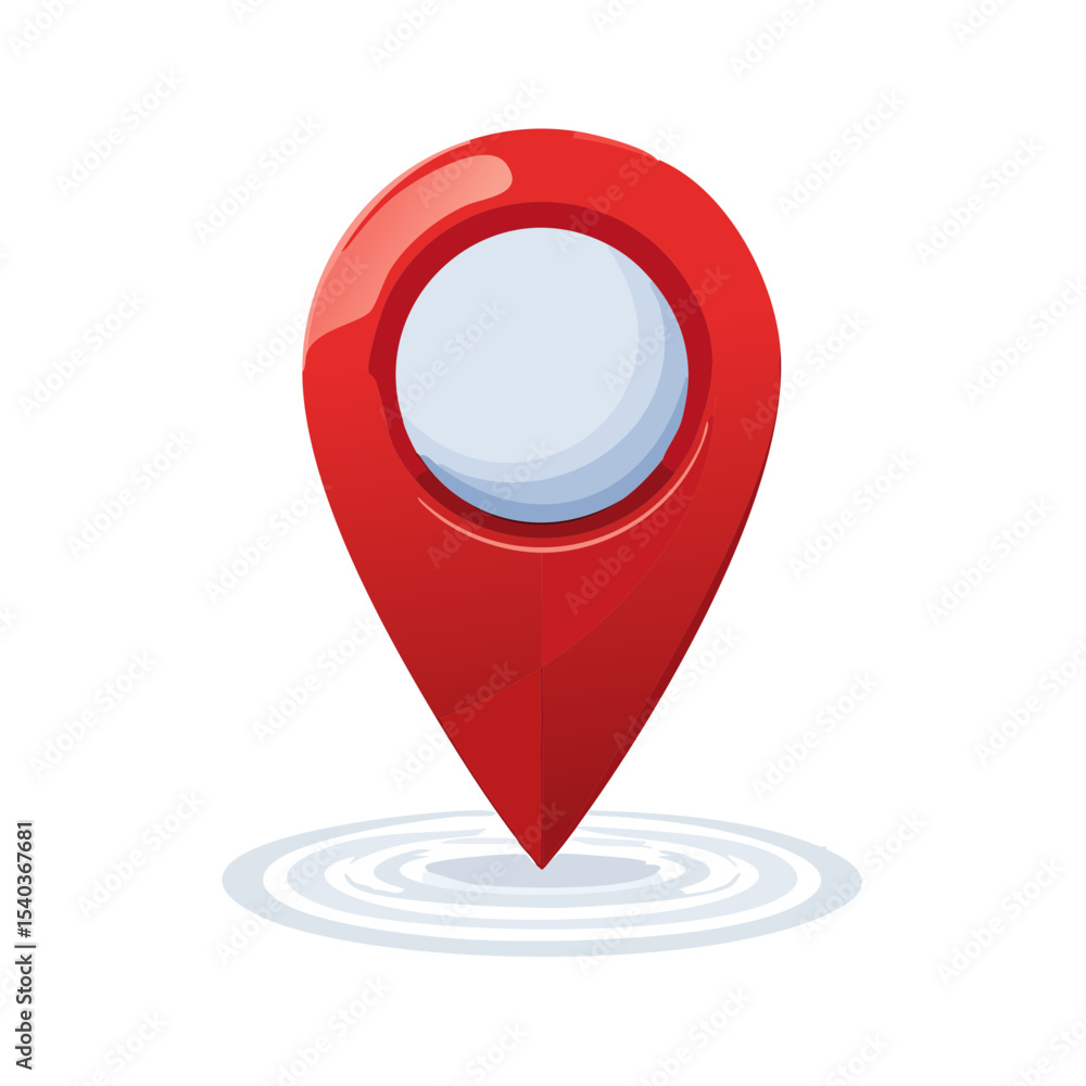Poster red map pointer icon symbolizing location, navigation and destination with target indicator