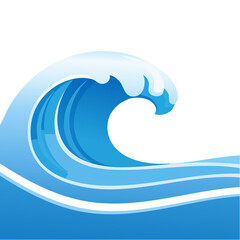 Obraz premium Stylized Ocean Wave Illustration with White Crests and Layers on Dark Background