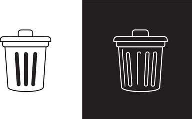 Trash Can Icon Clean, Minimalist Design in Black and White