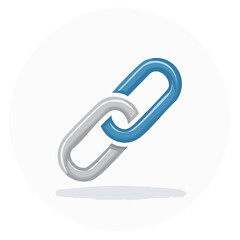Interlocked metal chain links connection for digital network security and information technology business solutions on white background