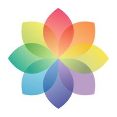 Abstract Petal Bloom: Colorful Gradient Flower Design on Black Background