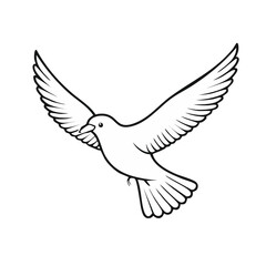 Fototapeta premium White Bird Flying with Open Wings Silhouette on Black Background Graphic Element