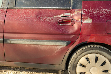 The accident left a trace of significant damage. The rear of the car was damaged, and a dent resulting from the traffic accident was visible.