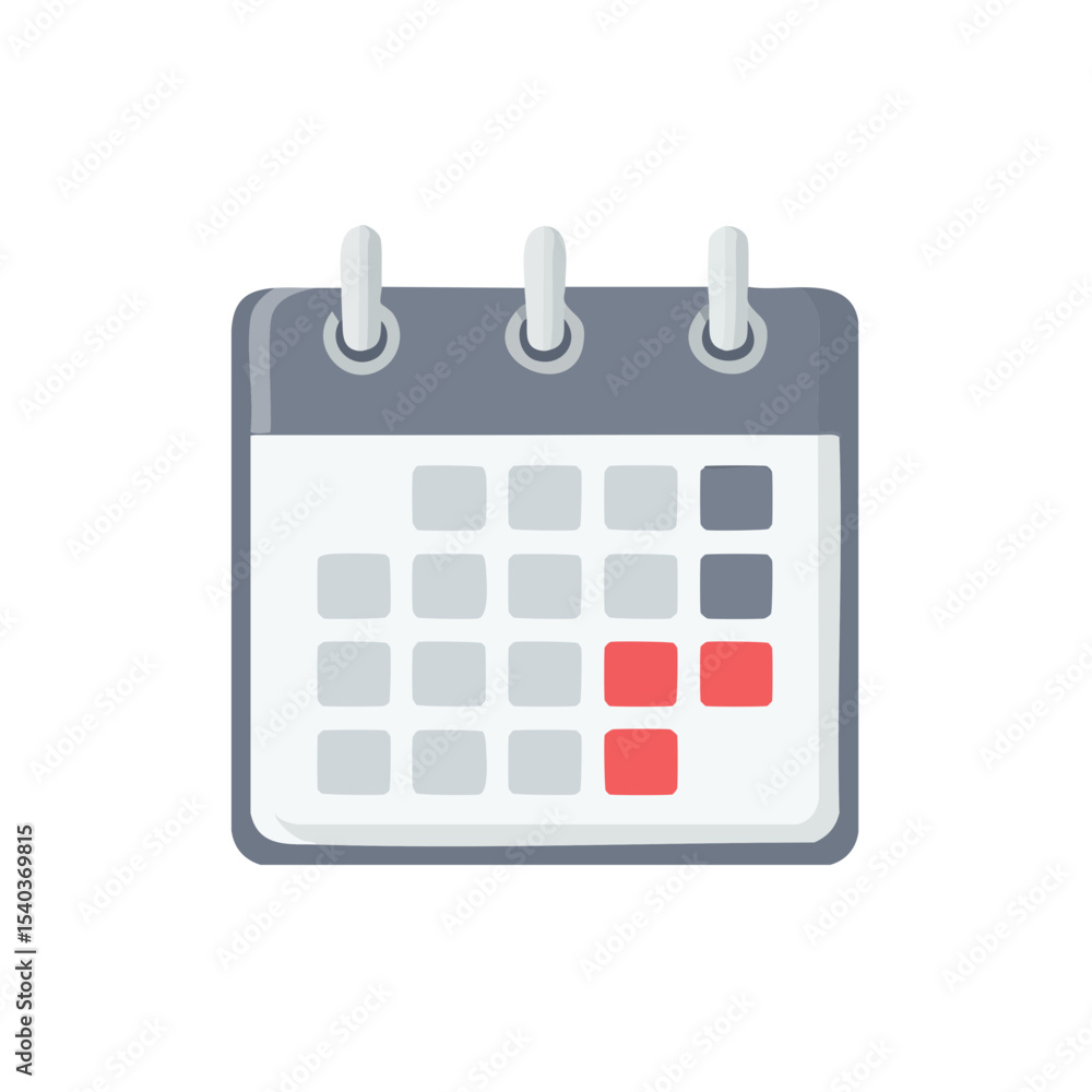 Poster calendar illustration with red marked dates appointment planning scheduling deadlines and reminders 