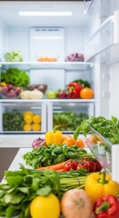 Fresh vegetables organized in modern refrigerator