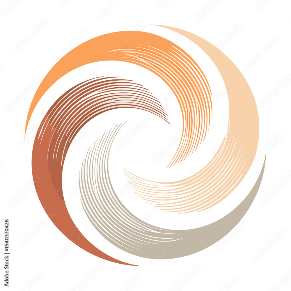 Poster abstract swirling vortex with gradient colors on dark background, circular motion design element