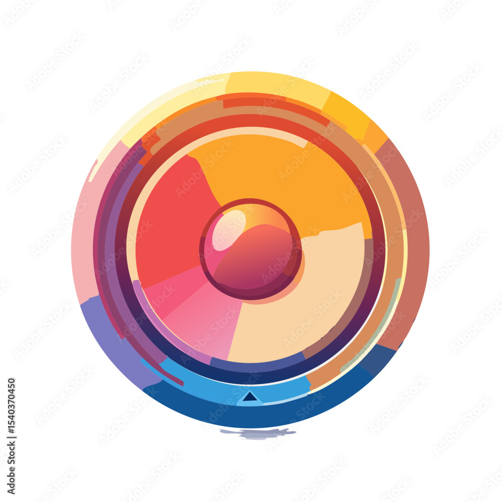 Poster abstract circular graphic design element with geometric shapes and warm color palette