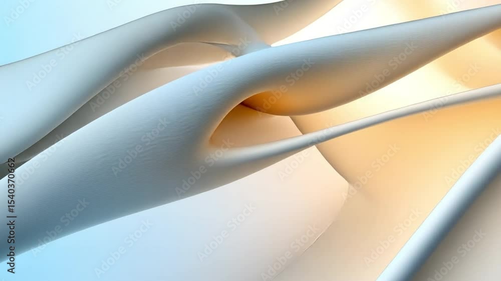 Poster Fluid Form Abstraction: A captivating artistic rendering showcasing flowing, organic forms in a gradient palette of serene blue and warm yellow hues. Embracing visual textures