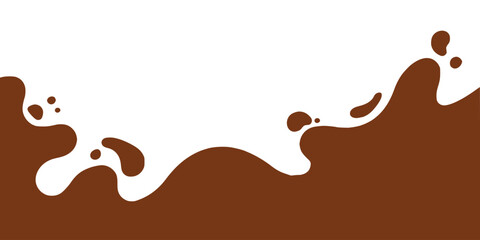 Chocolate background of Modern poster, dynamic splashes and drops. Vector illustration in a flat style of minimalism