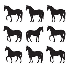Elegant Black Horse Silhouettes Collection Perfect for Equestrian Designs and Branding Projects