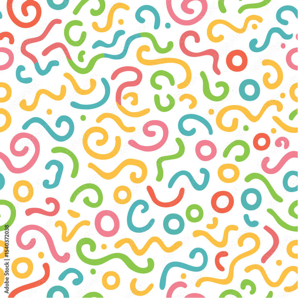 Aufkleber playful abstract pattern with swirls and circles vibrant colors on black background seamless backdro