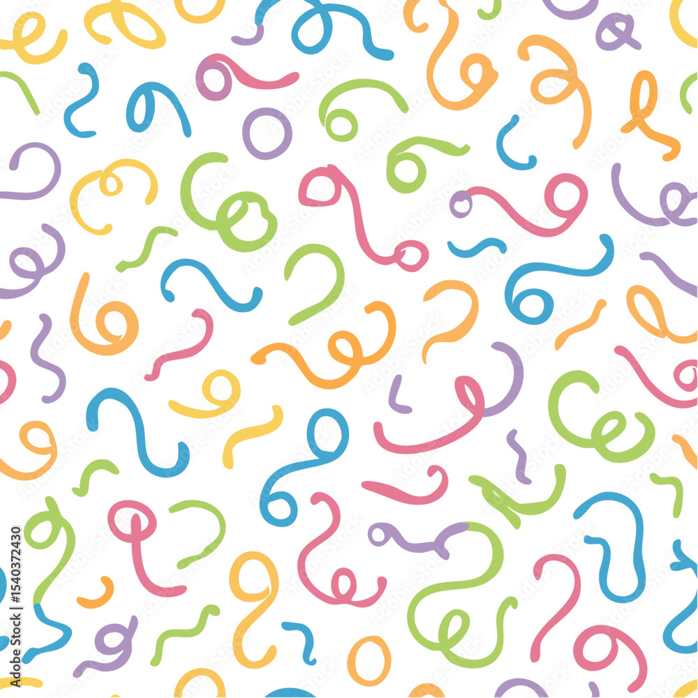 Poster playful colorful streamers seamless vector pattern on black background for festive designs and fun b