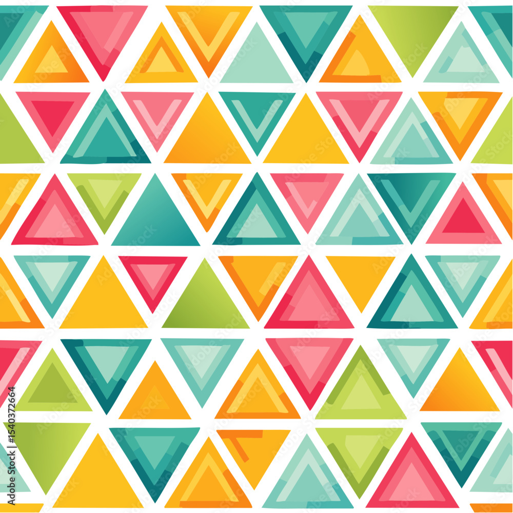 Poster modern triangle pattern with bright colors on black backdrop abstract geometric design with shades o