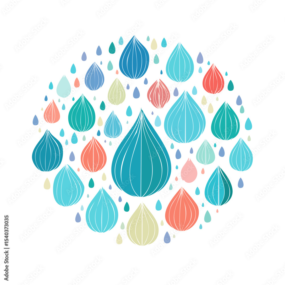 Poster abstract water drops pattern circular composition on dark background