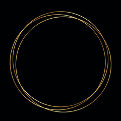 Elegant Round Gold Frame for Branding, Invitations, Logos and Luxury Design on Black Background