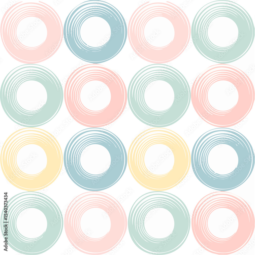 Poster abstract seamless pattern of pastel circles on black background surface design