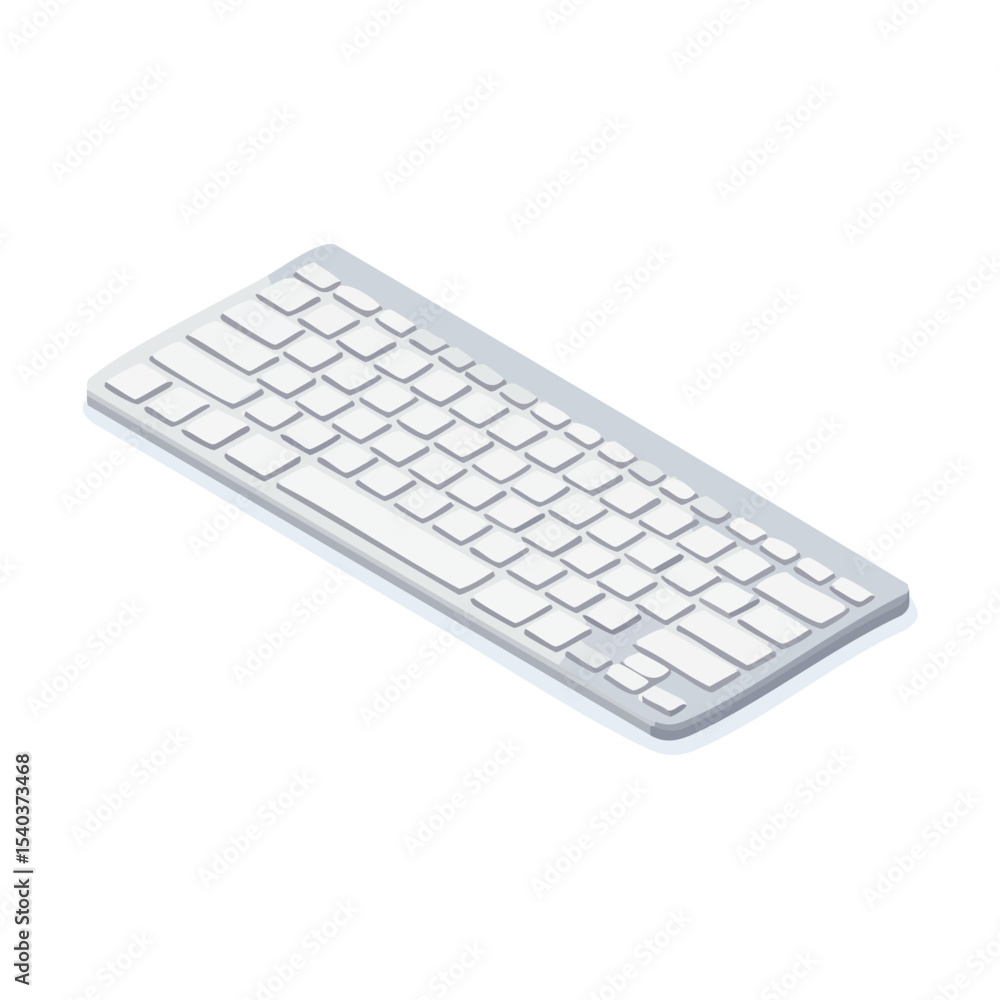 Fototapete isometric style illustration of a white computer keyboard for typing and input