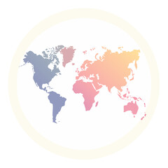 Fototapeta premium World Map Pastel Color Gradient Illustration in a Circle, Global Geography Art