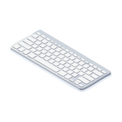Isometric Style Illustration of a White Computer Keyboard for Typing and Input