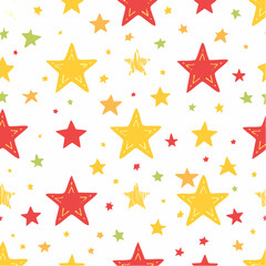 Obraz premium Colorful Star Pattern Design with Hand Drawn Look and Feel. Cheerful Background for Creative Kids Projects and Celebrations