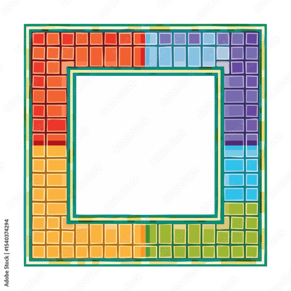 Poster colorful square frame border with gradient blocks and empty white space