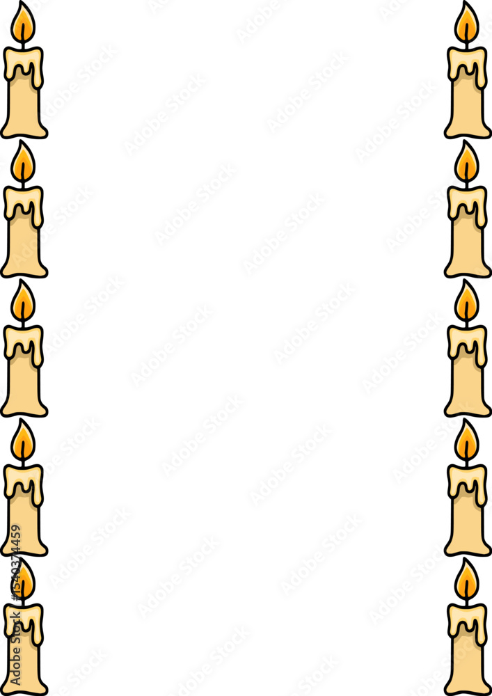 Poster elegant vector frame design featuring a repeating pattern of delicately illustrated burning candles 