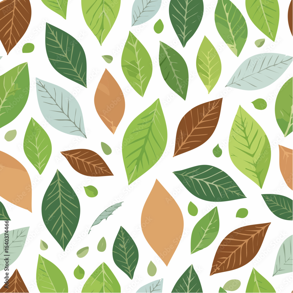 Poster seamless leaf pattern design illustration with various colors for fabric prints and backgrounds