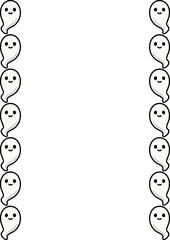 Adorable vector frame with cute smiling ghosts, perfect for Halloween or childrens designs, featuring a minimalist style and a playful mood.
