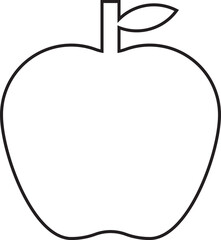  Black and White Illustration of Apple With Leaf .