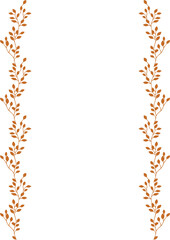 Elegant vector frame design featuring two vertical lines of stylized burnt orange leaves, perfect for invitations, cards, or autumn-themed projects.