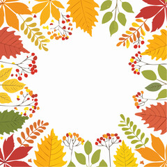 Autumn Leaves and Berries Border Vector Illustration for Seasonal Designs and Decorative Frames