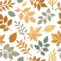 Autumn leaves pattern background with earthy tones for textile designs and wallpaper seamless decorative foliage flat vector art nature leaf fall