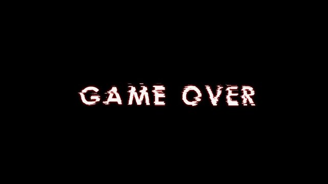 Game Over text glitch animation