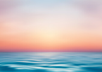 Ocean view and clear sky on the horizon. Calm water and clear sky. Peaceful and minimalist paradise seascape