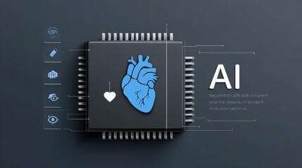 CPU Chip with Blue Heart Graphic and AI Text