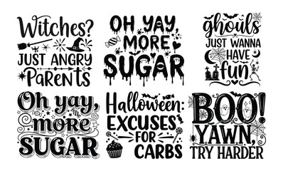 Obraz premium Funny Halloween SVG Typography Bundle: Sarcastic Quotes for T-Shirts, Mugs, and Wall Art Designs