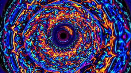 Colorful psychedelic eye vortex swirls with vibrant and iridescent colors, creating a mesmerizing and hypnotic visual experience, perfect for backgrounds, posters, or digital art projects