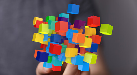Abstract image of colorful cubes, perfect for tech, innovation, or creativity concepts.