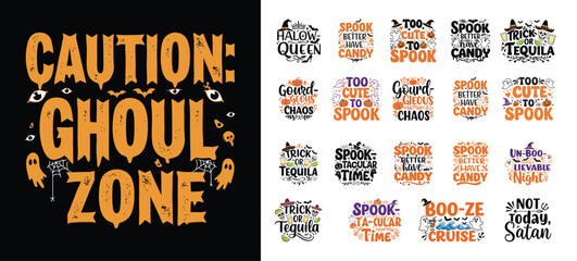 Funny Halloween SVG Typography Bundle Spooky and Cute Quotes for T-Shirts, Mugs, and Wall Art