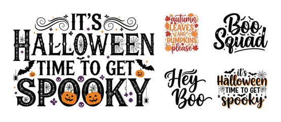 Fototapeta premium Halloween Spooky SVG Bundle - Autumn Leaves and Boo Typography Designs