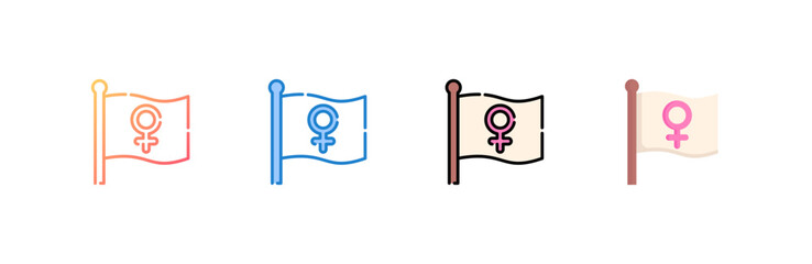 Womens Day icon set multiple style collection