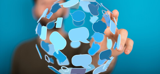 Abstract image of communication, social media, and networking concepts.