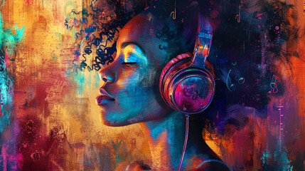 woman with headphones
