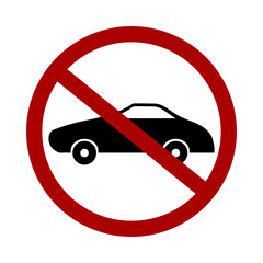 Sign prohibiting cars on white background. Vector illustration.