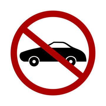 Sign prohibiting cars on white background. Vector illustration.