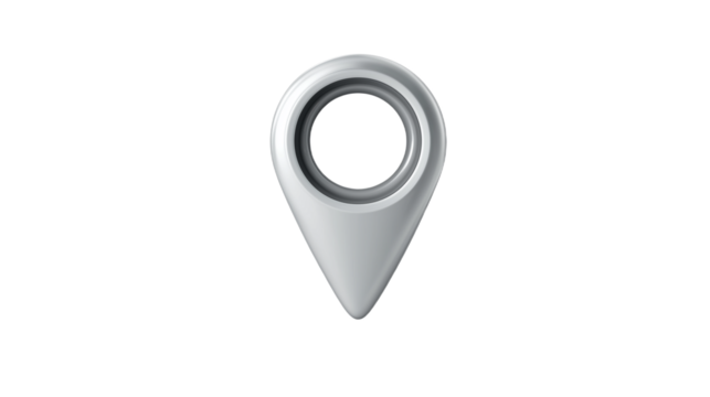 3D Location Pin Icon in White
