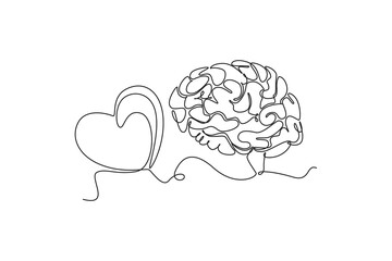 Affection in office concept. Single line draw design. Vector graphic illustration