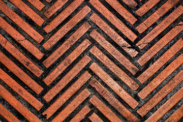 Orange Red Herringbone Brick Wall Texture