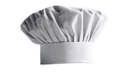 Chef's Hat: A close-up studio shot of a classic chef's hat, pristine and symbolic of culinary excellence, invites viewers into the world of professional cooking and gastronomy. 